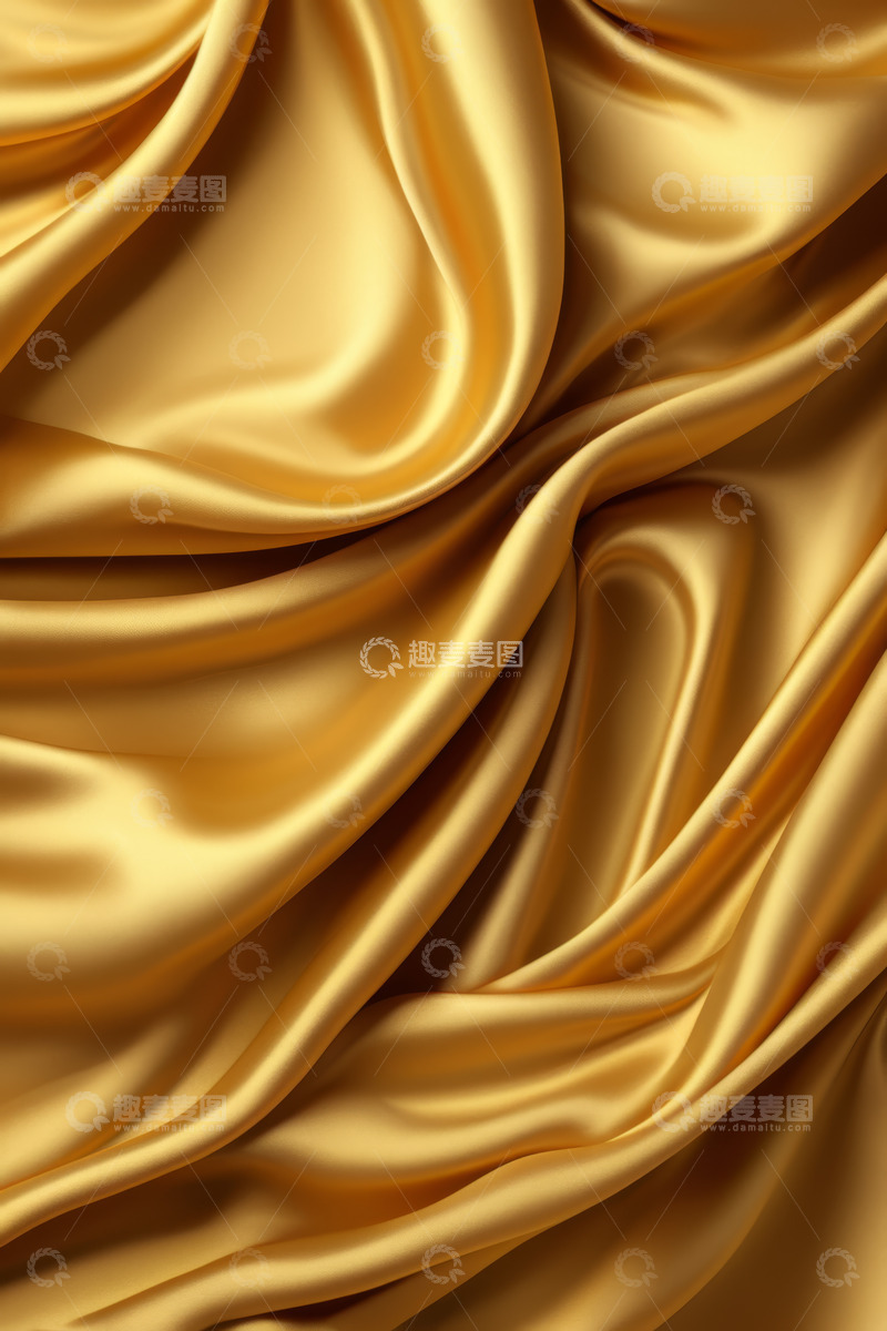 高清大图下载【趣麦麦图】金色丝绸布料褶皱纹理素材