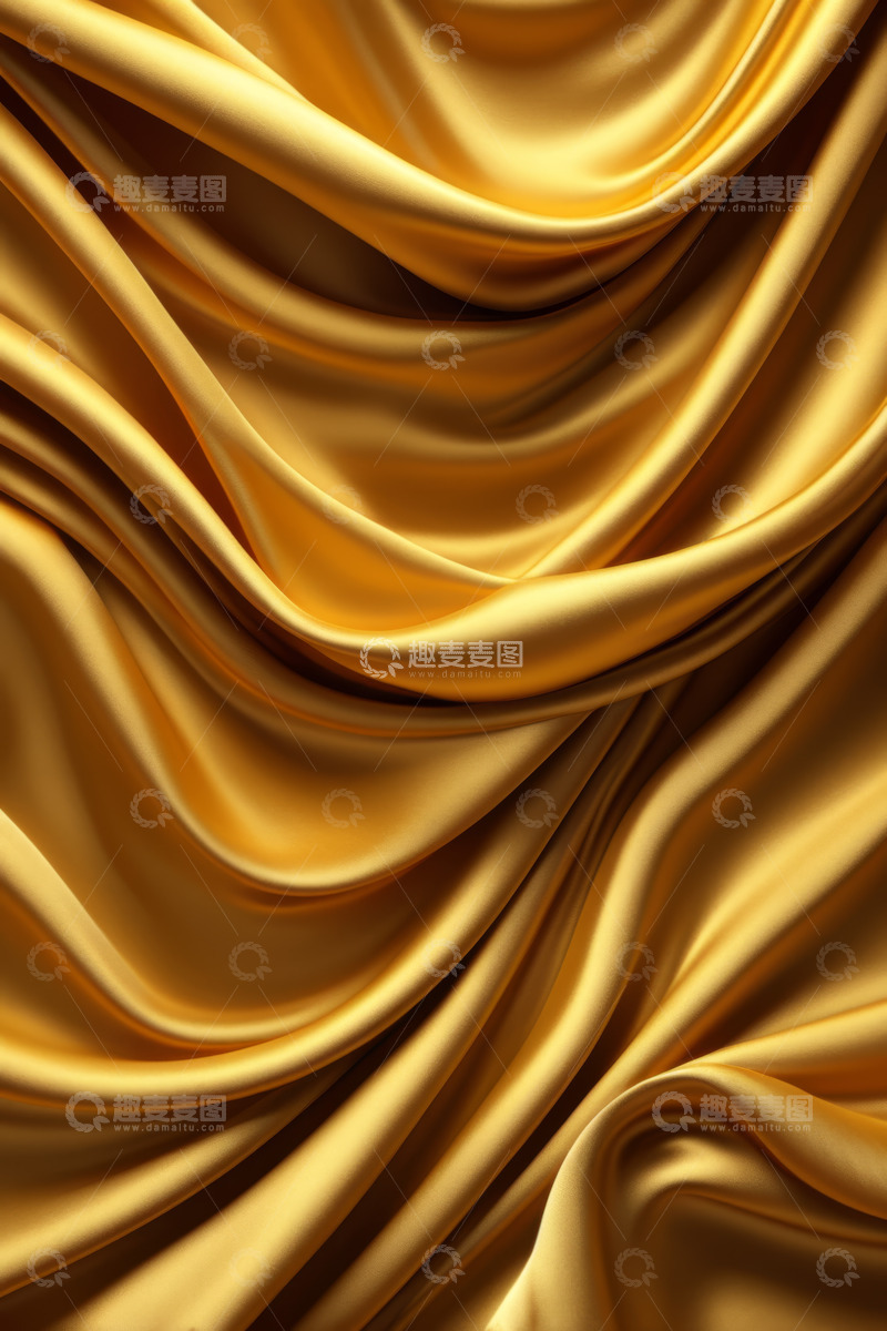 高清大图下载【趣麦麦图】金色丝绸褶皱纹理背景
