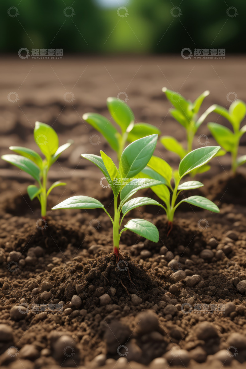 高清大图下载【趣麦麦图】土壤中生长的嫩绿植物