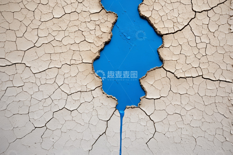 高清大图下载【趣麦麦图】干裂土地上的蓝色液体
