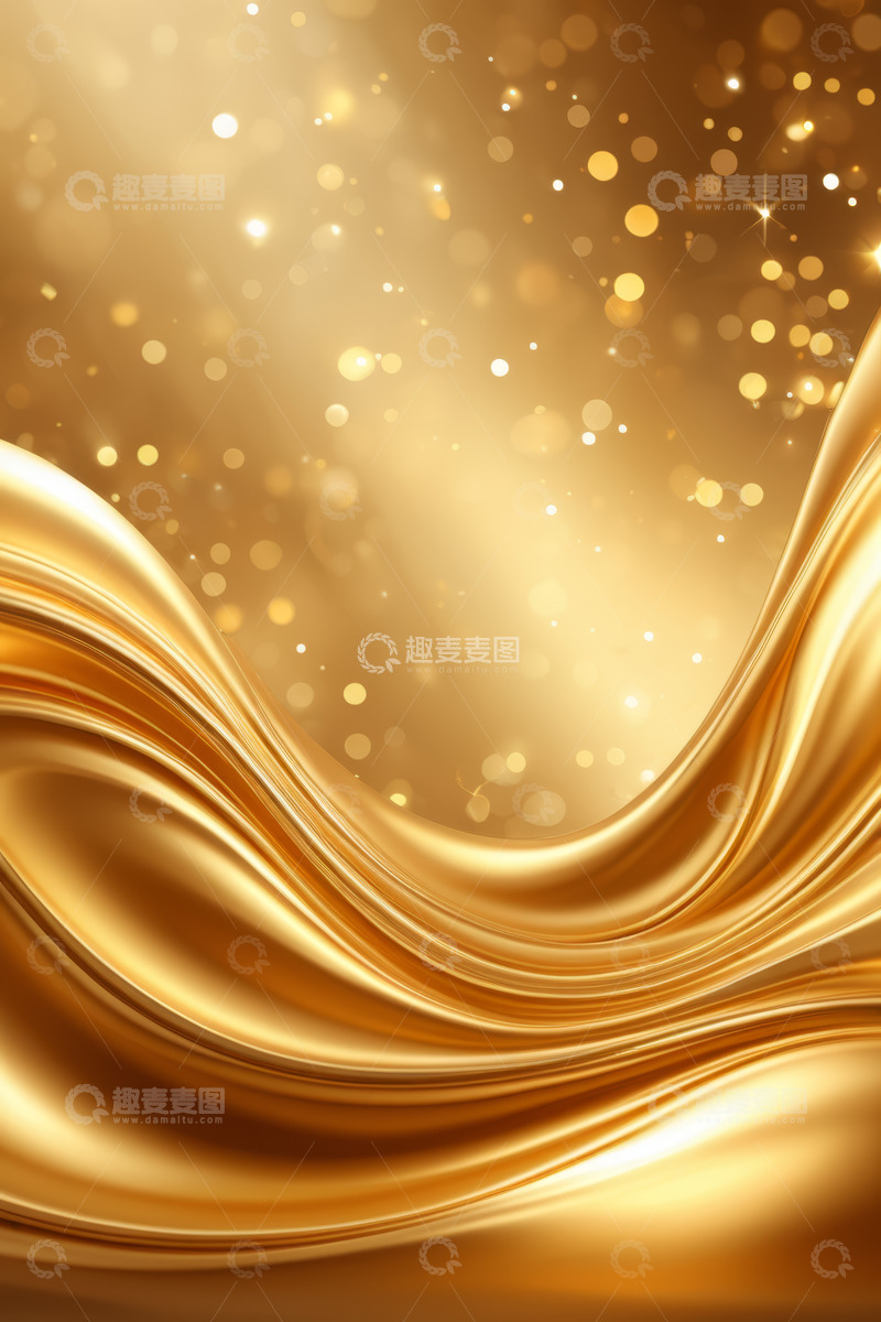 高清大图下载【趣麦麦图】金色波浪抽象背景