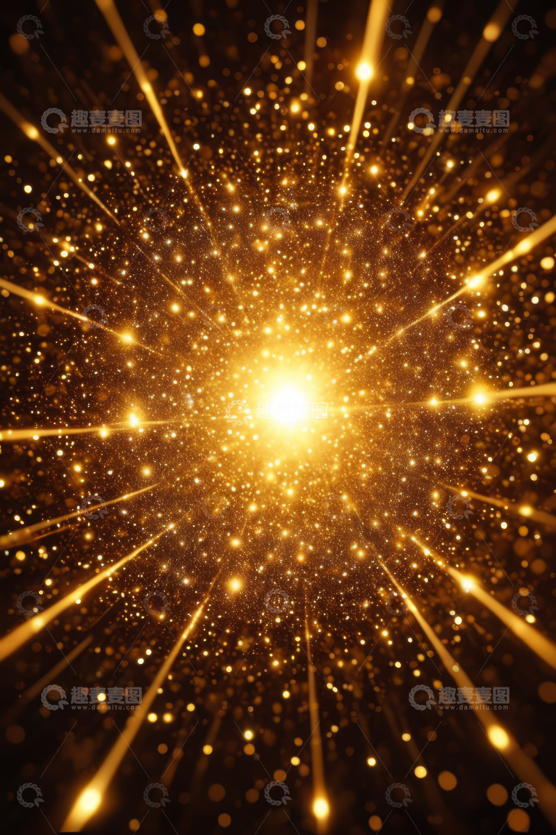 高清大图下载【趣麦麦图】金色发光粒子放射背景