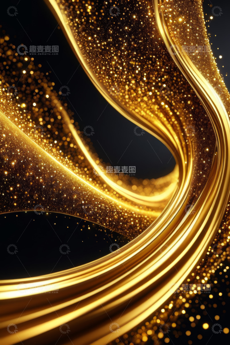 高清大图下载【趣麦麦图】金色粒子流动抽象背景