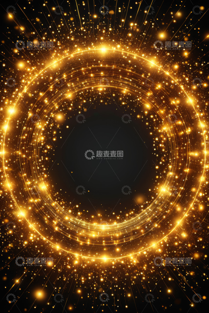 高清大图下载【趣麦麦图】金色光效环形粒子背景