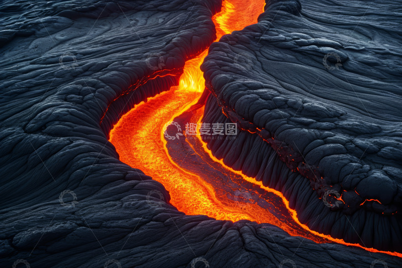 高清大图下载【趣麦麦图】流淌的火山熔岩景象