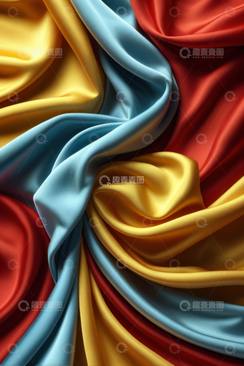 高清大图下载【趣麦麦图】红黄蓝三色丝绸纹理