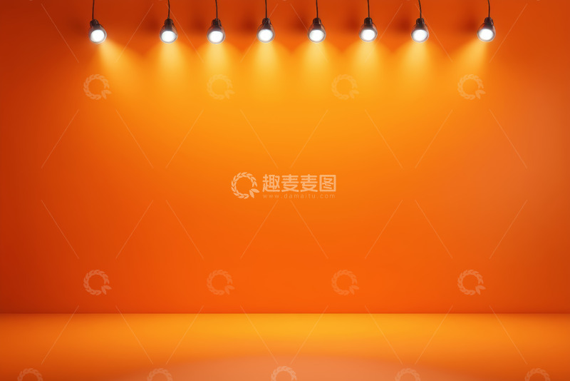 高清大图下载【趣麦麦图】橙色背景舞台聚光灯场景