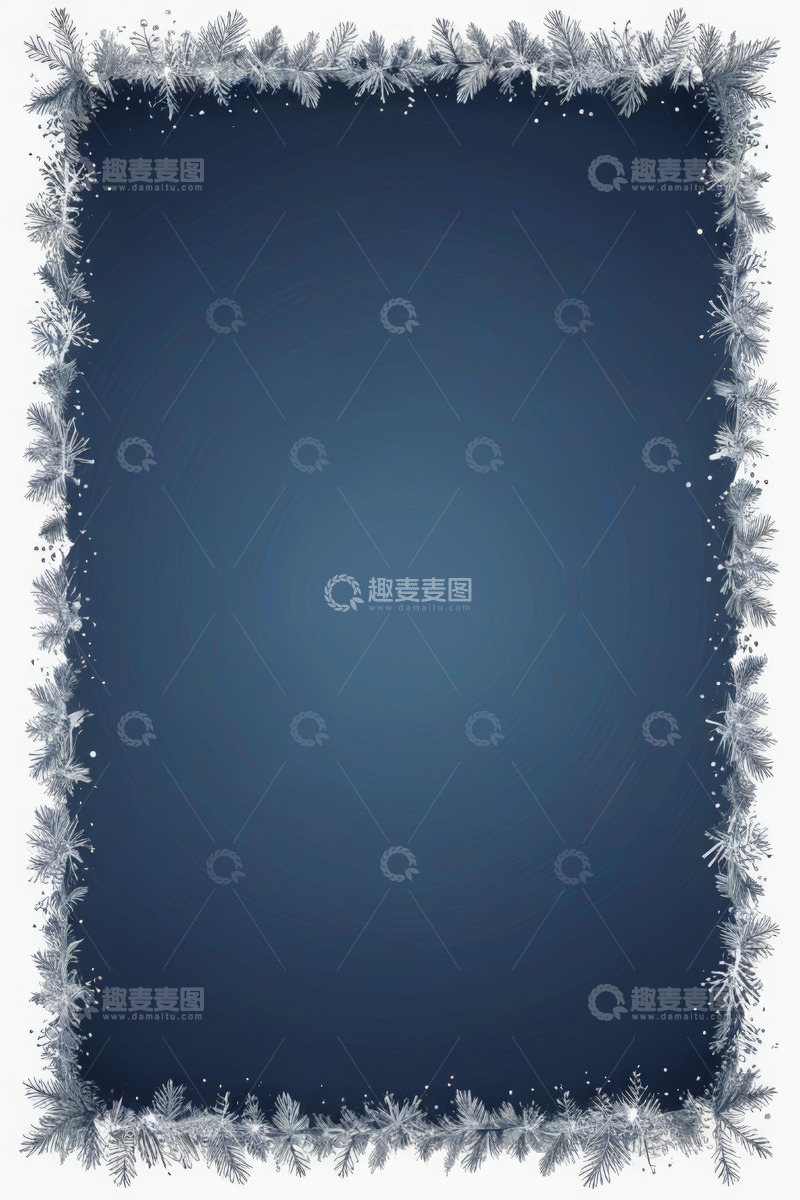 高清大图下载【趣麦麦图】蓝色背景雪花装饰边框素材