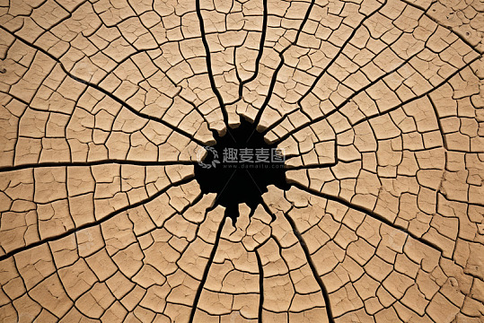 干裂土地中心黑洞景象
