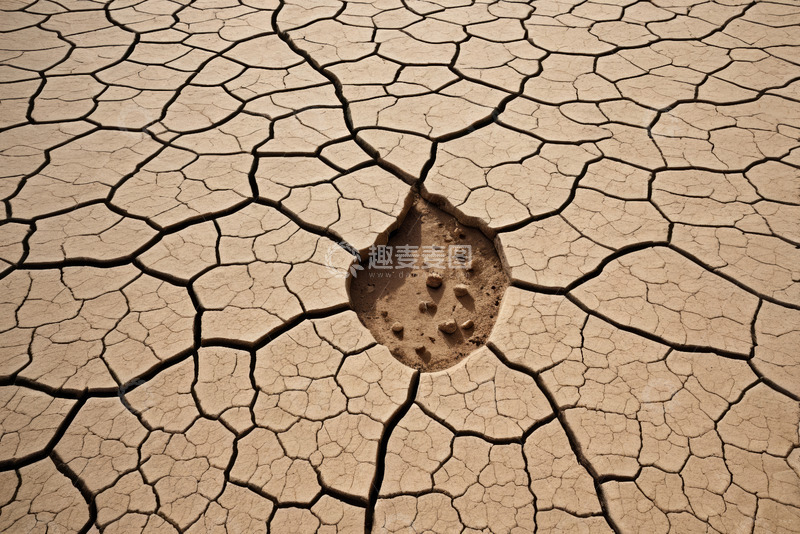 高清大图下载【趣麦麦图】干裂土地与水滴坑洼景象