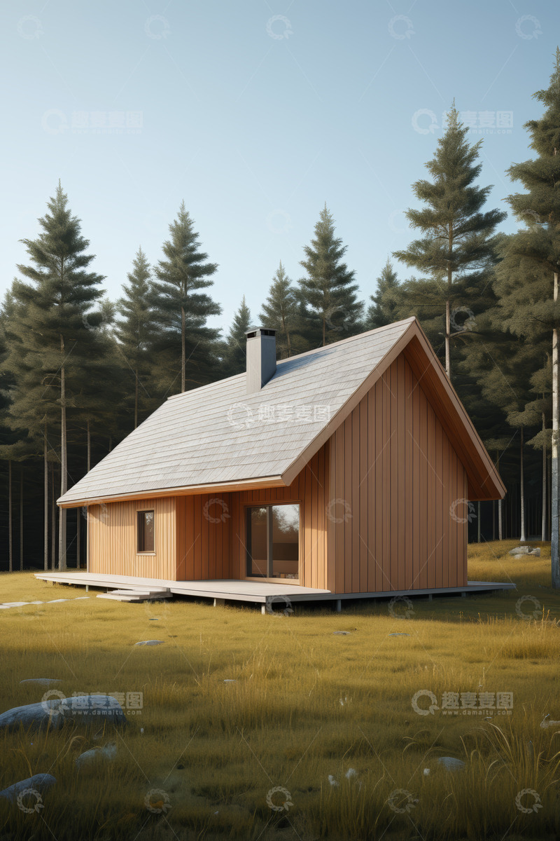 高清大图下载【趣麦麦图】林间木屋户外风景