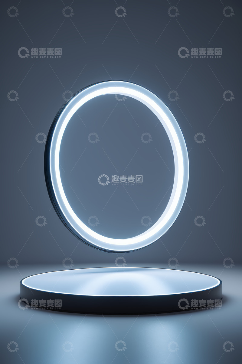 高清大图下载【趣麦麦图】发光圆形展示台现代背景