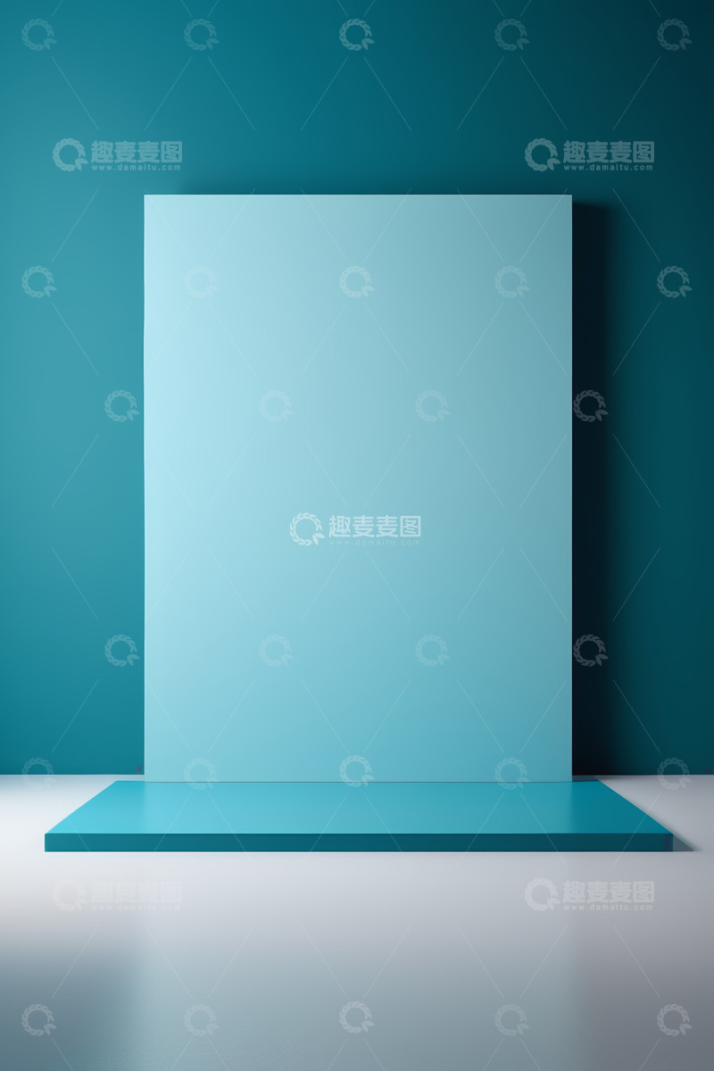 高清大图下载【趣麦麦图】蓝绿色调产品展示台背景