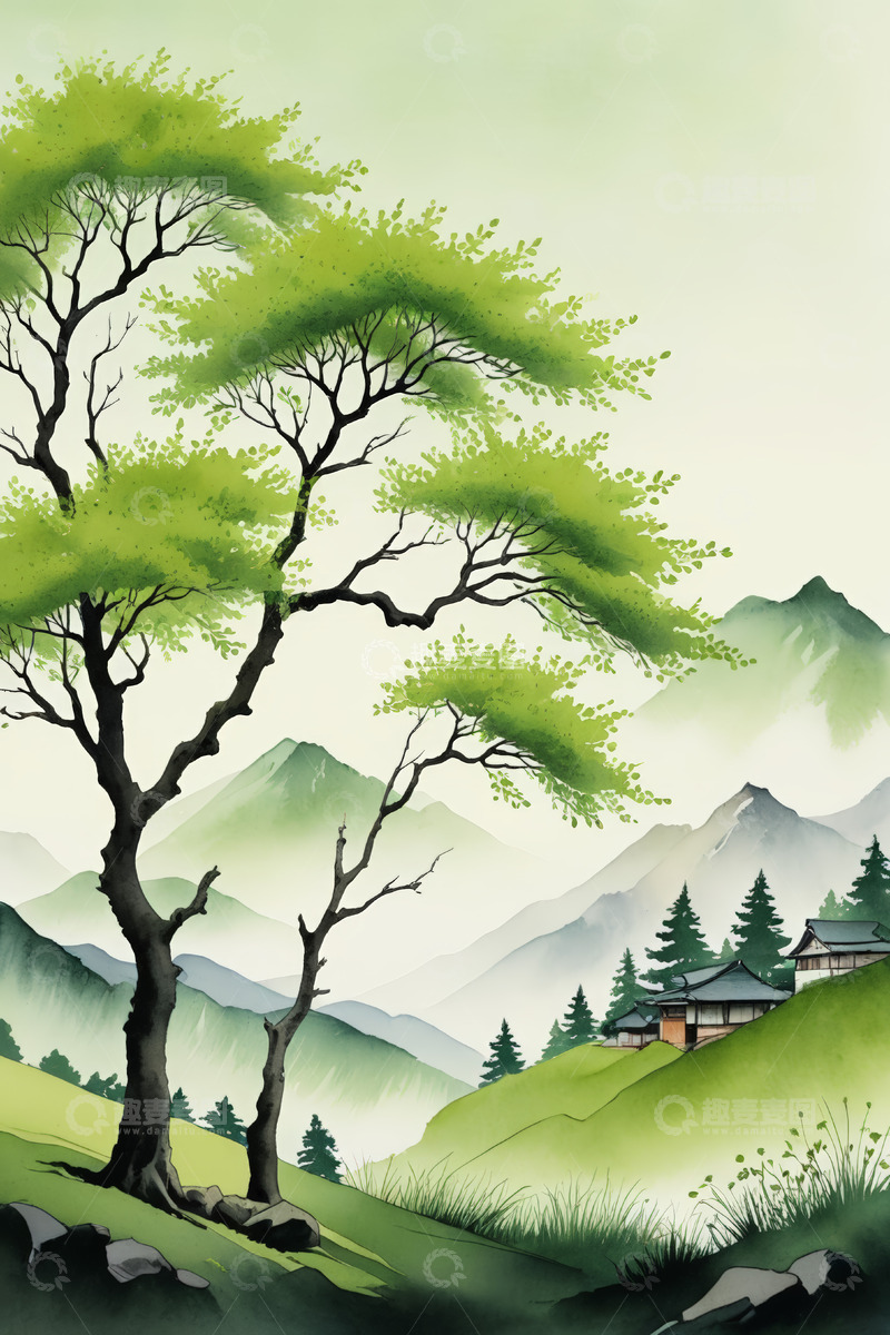 高清大图下载【趣麦麦图】中式山水风景图