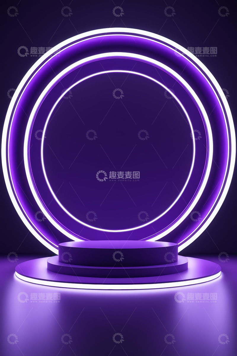 高清大图下载【趣麦麦图】紫色发光环形背景展示台