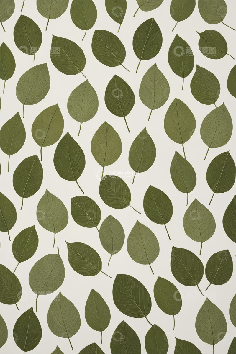 高清大图下载【趣麦麦图】绿色叶子图案背景素材