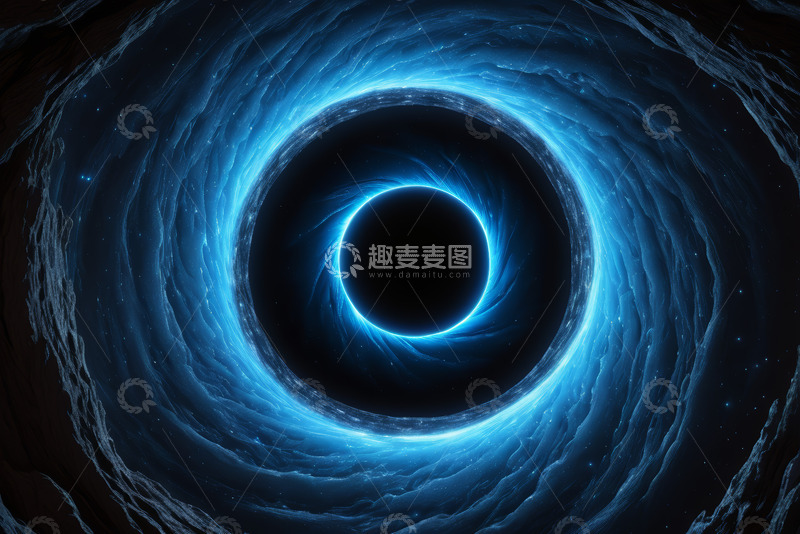 高清大图下载【趣麦麦图】蓝色发光抽象空间漩涡