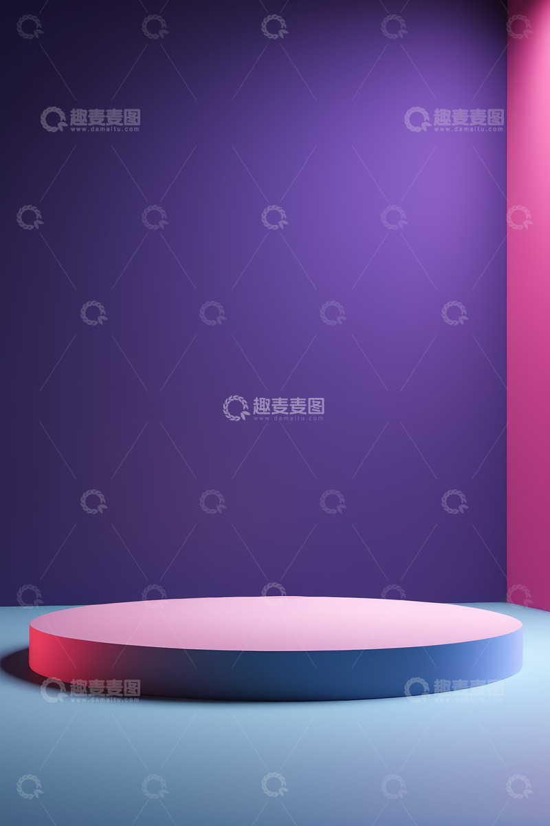 高清大图下载【趣麦麦图】紫色背景中的圆形展示台