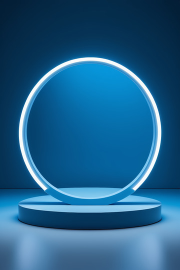 蓝色发光环形展示台