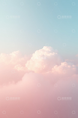 梦幻粉蓝渐变天空云朵