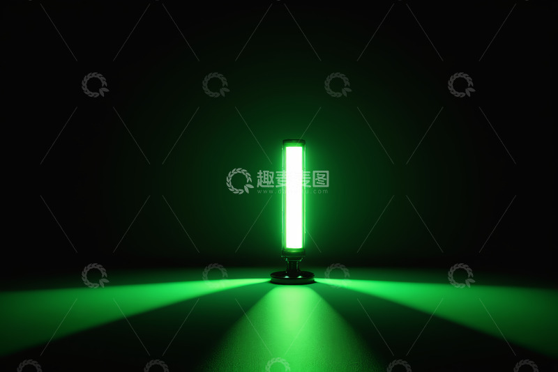 高清大图下载【趣麦麦图】绿色发光灯管静物特写