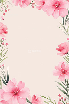 粉色花卉边框背景图