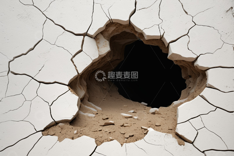 高清大图下载【趣麦麦图】墙面破损孔洞裂缝特写