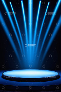 蓝色灯光照射下的圆形舞台