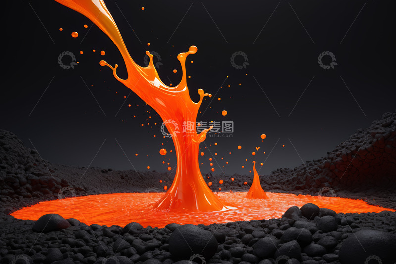 高清大图下载【趣麦麦图】橙色液体飞溅场景