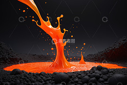 橙色液体飞溅场景