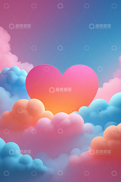云端心形图案浪漫背景