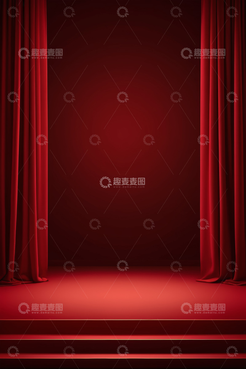 高清大图下载【趣麦麦图】红色幕布舞台背景画面