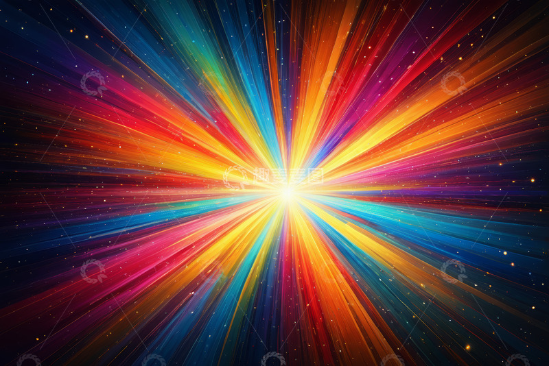 高清大图下载【趣麦麦图】彩色光线放射背景素材
