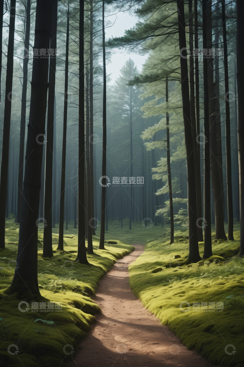 高清大图下载【趣麦麦图】森林中蜿蜒的林间小径