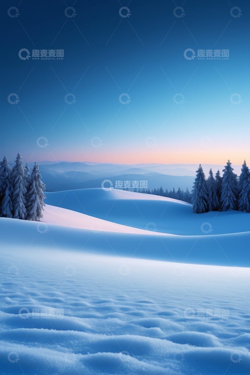 高清大图下载【趣麦麦图】冬日雪景下的山林风光