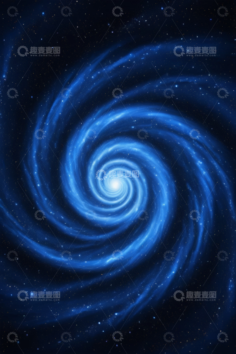高清大图下载【趣麦麦图】蓝色星系螺旋星空背景