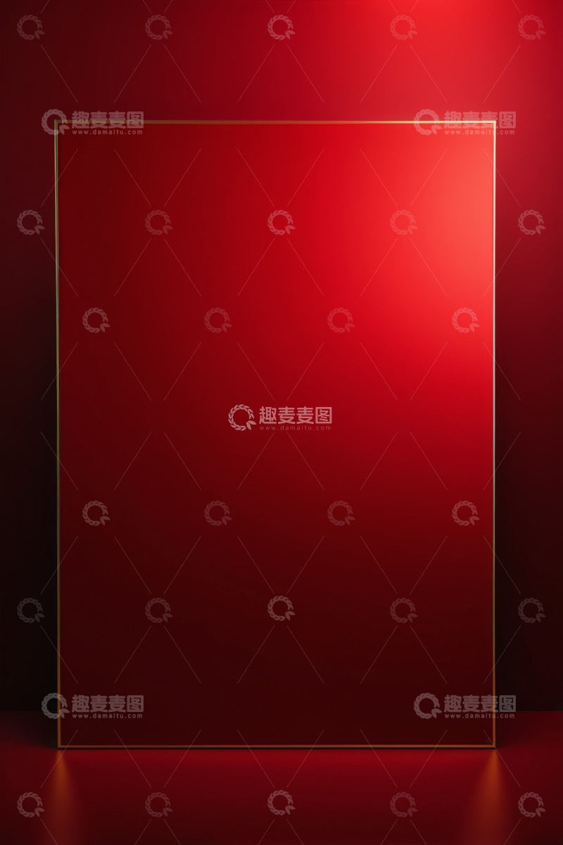 高清大图下载【趣麦麦图】红色背景金色边框展示板
