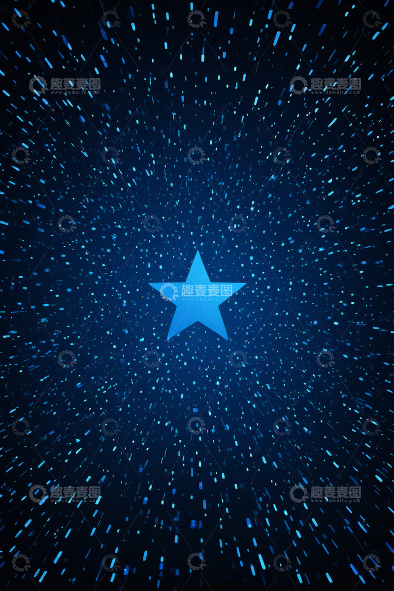 高清大图下载【趣麦麦图】蓝色五角星与星芒背景