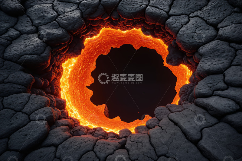 高清大图下载【趣麦麦图】火山口岩浆喷发景象
