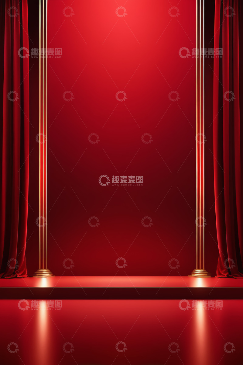 高清大图下载【趣麦麦图】红色舞台背景场景
