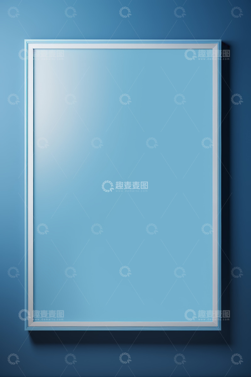 高清大图下载【趣麦麦图】蓝色背景白色相框