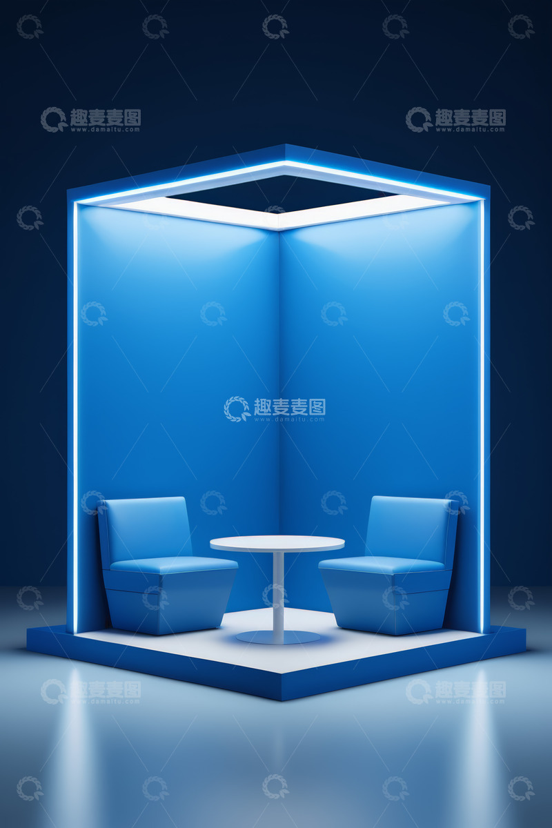 高清大图下载【趣麦麦图】蓝色现代风格洽谈空间