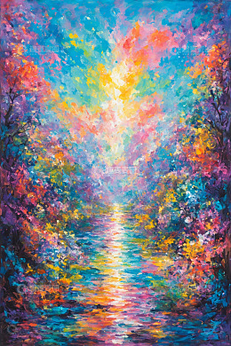 彩色油画风格自然风景