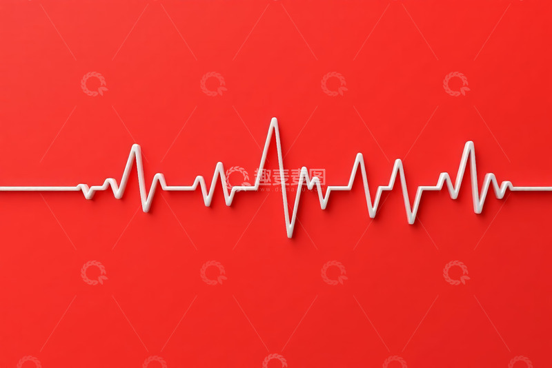 高清大图下载【趣麦麦图】红色背景心电图图案素材