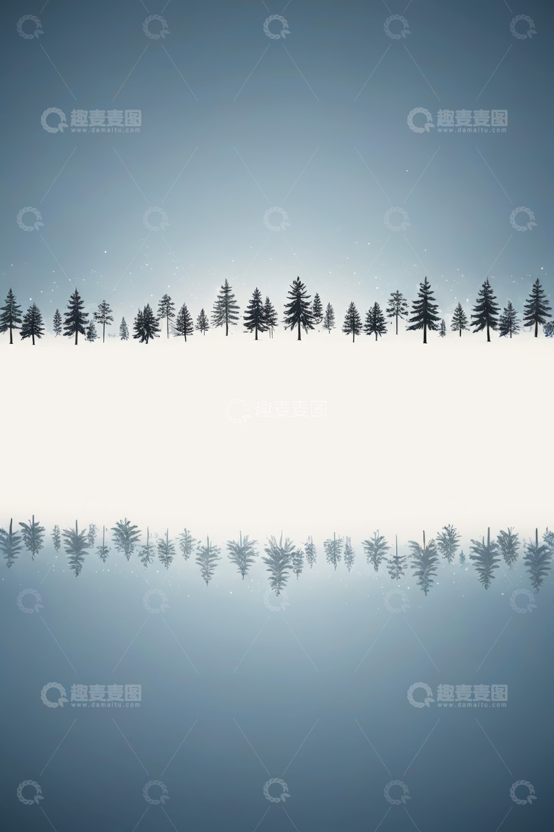 高清大图下载【趣麦麦图】冬季雪后森林湖面倒影景象