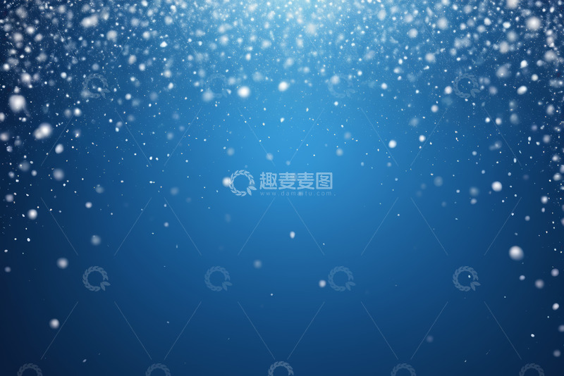 高清大图下载【趣麦麦图】蓝色背景飘落雪花画面
