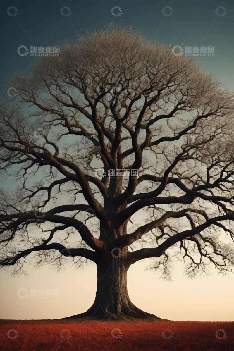 高清大图下载【趣麦麦图】旷野中的高大无叶树木