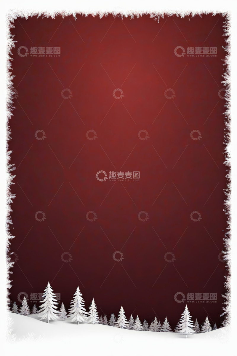 高清大图下载【趣麦麦图】红色背景雪林装饰素材