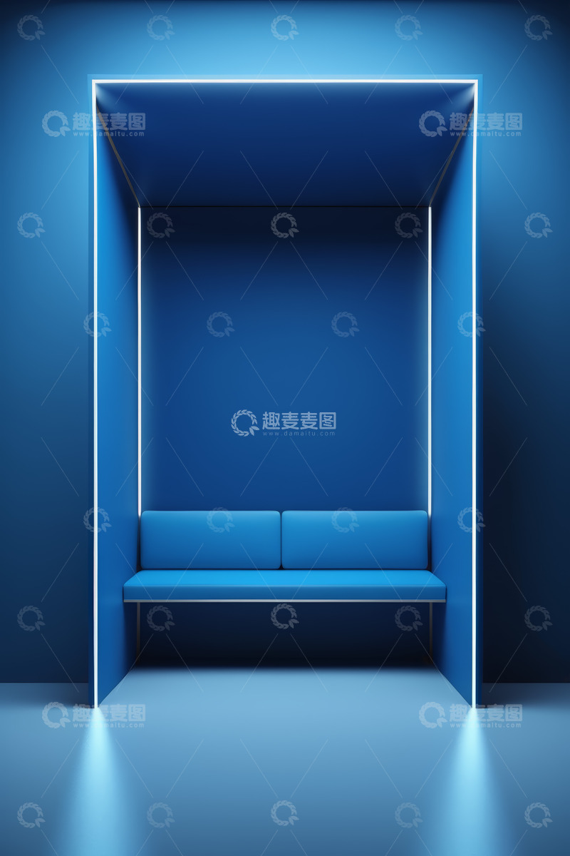 高清大图下载【趣麦麦图】现代蓝色简约休息空间