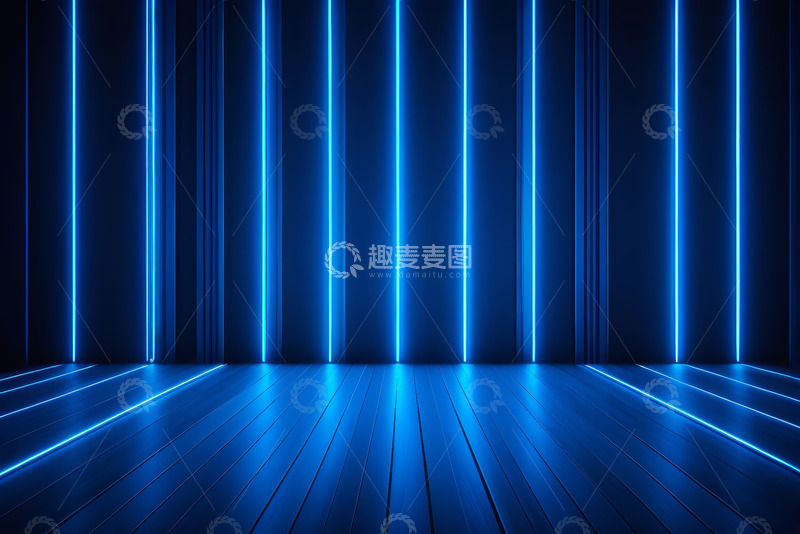 高清大图下载【趣麦麦图】蓝色发光线条背景空间